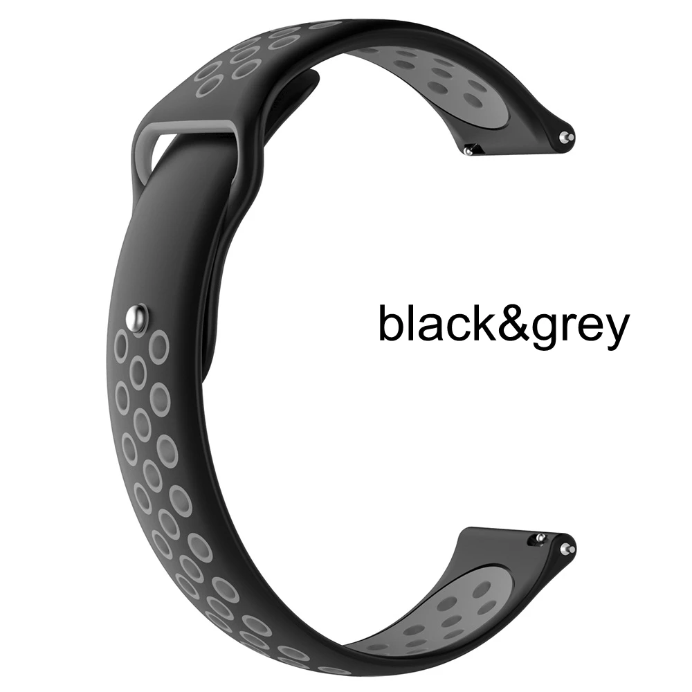 black-grey Модные силиконовые часы-браслет мягкий браслет ремешок ремешок для наручных часов 20 мм, ремешок для samsung Galaxy часы активное 2/42 мм - Цвет: black-grey