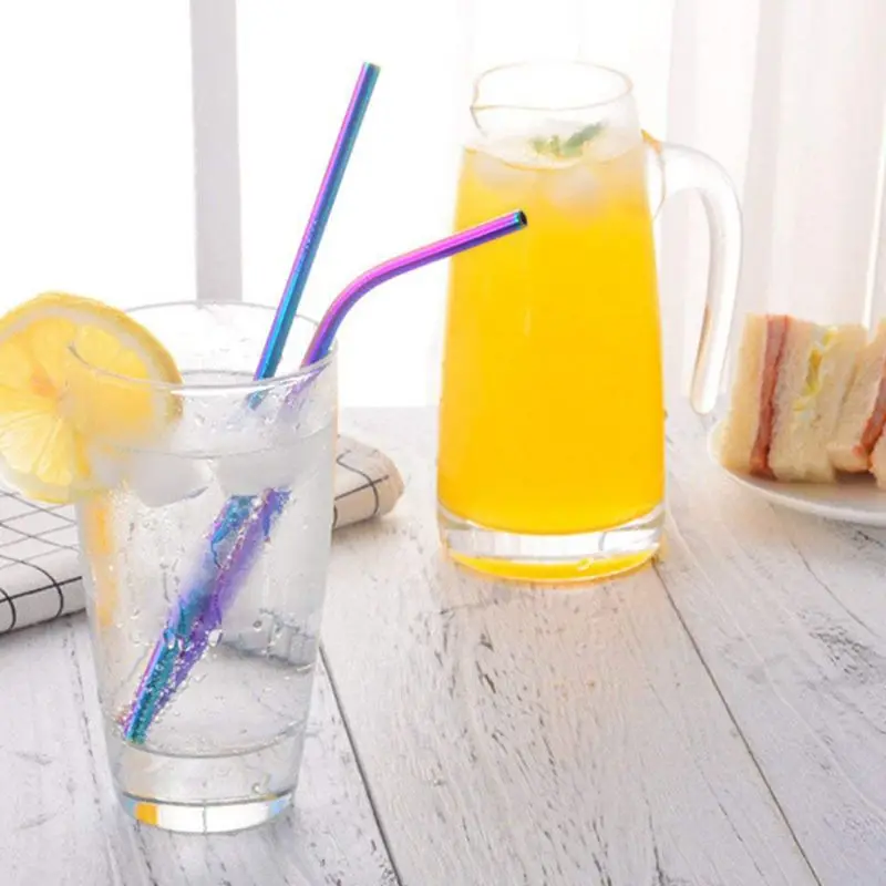 Многоразовые соломинки из нержавеющей стали, набор из 10 сверхдлинных металлических соломинок 10,5 дюйма с 2 щетками и сумкой для переноски, экологический-Fri