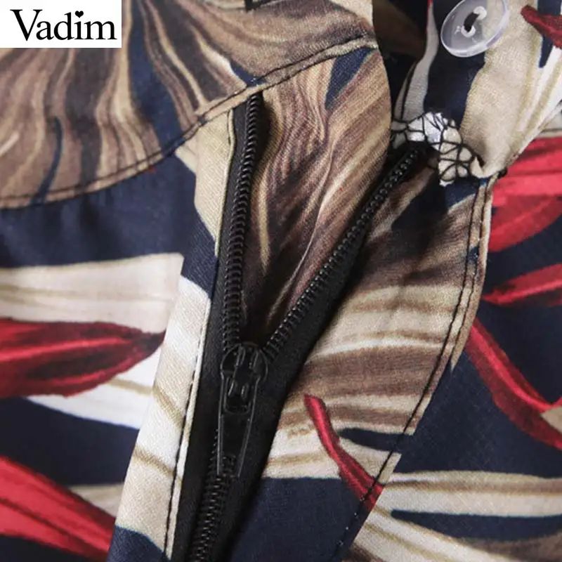 Vadim, милый, женский цветочный узор брюки на молнии карманы Элегантные женские модные повседневные брюки KB142