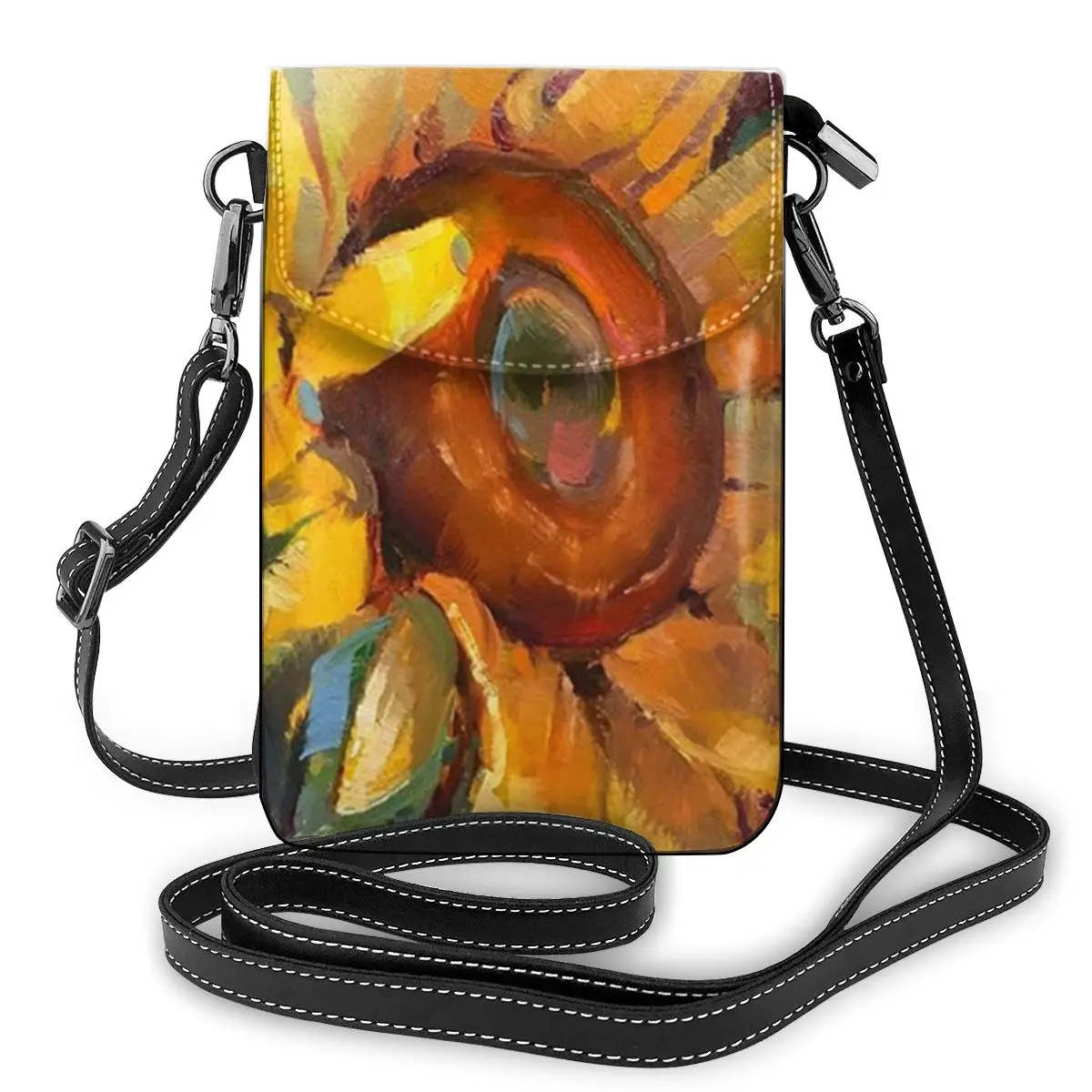 

WHEREISART 2020 New Yellow Color Sunflower Pattern Ladies Mobile Phone Bag Shoulder Messenger Bag Fashion Wild Small Bag