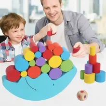 Special Price Montessori Wooden Toy Moon Balance Beam Game Wooden Building Blocks Children Educational Toy Colorful Stack Tower Baby Gift