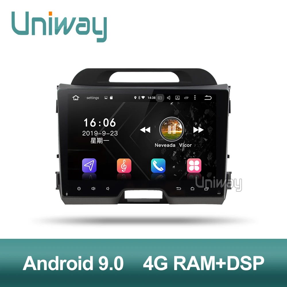 Uniway PX6 android 9,0 автомобильный dvd для kia sportage 2009 2011 2012 2013 автомобильный Радио gps навигатор плеер рулевое колесо