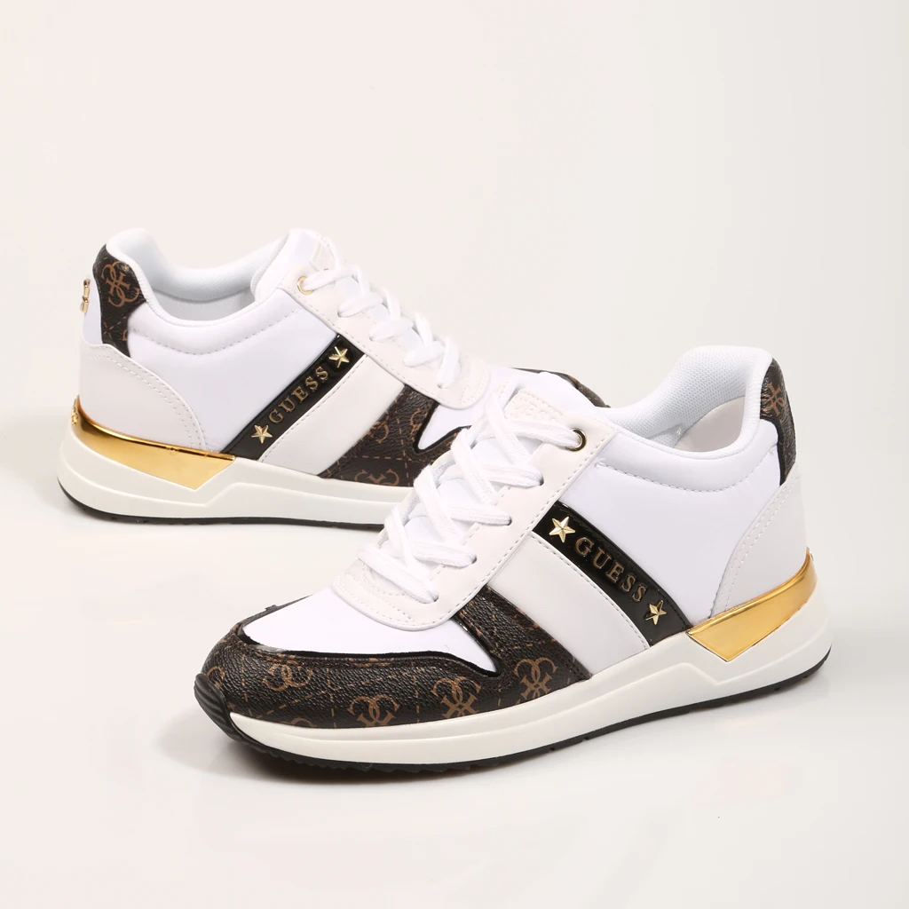 sneakersy guess na koturnie białe