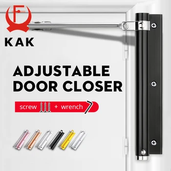 

KAK Adjustable Door Closer Aluminum Alloy Automatic Door Spring Closer Soft Close Fire-proof Door Heavy Duty Door Hardware