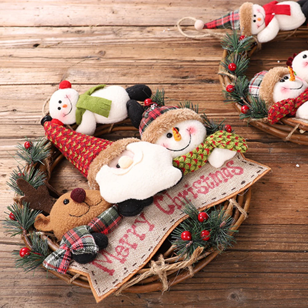 New Year Tree Ornaments Christmas Decorations For Home Explosion Rattan Circle Pendant Rattan Wreath Pendant Gift