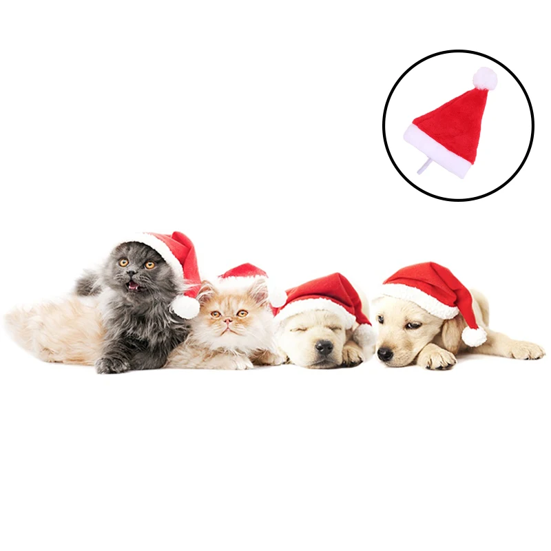 1P Cute Pet Christmas Hat Small Animals Cat Dog Santa Claus Hat New Year Xmas Cosplay Home Party Pet Costume Decoration Supplies