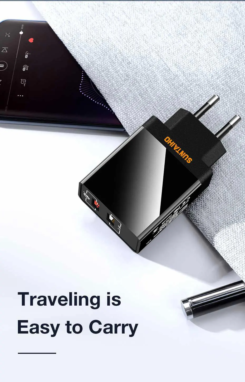 Suntaiho USB Зарядное устройство для iphone 11 Pro huawei P30 Xiaomi samsung S10 Чехол для мобильного телефона с 2 портами QC 3,0 Универсальный адаптер быстрой зарядки