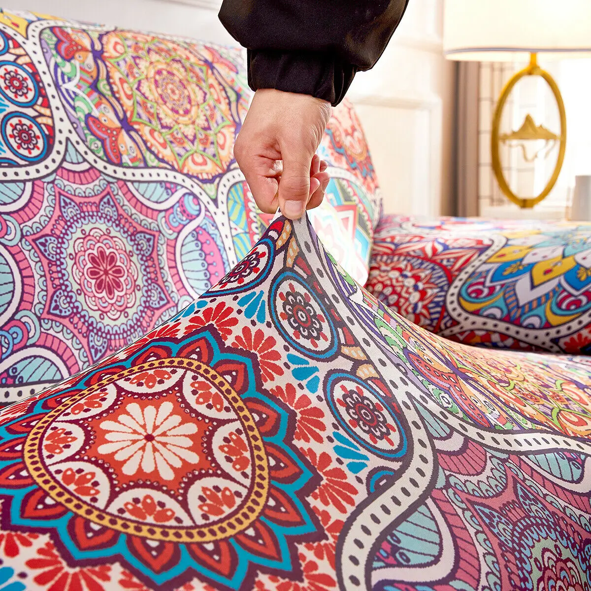1/2/3/4 Seater Morocco All-inclusive Sofa Cover Slipcover Polyester Spandex Stretch Printed Bohemian Polyester Furniture Cover