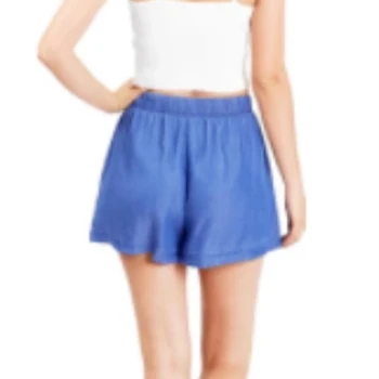 

Casual Summer Women Denim Mini Short Pants Blue Elastic Drawstring Waist Flare Jeans Shorts