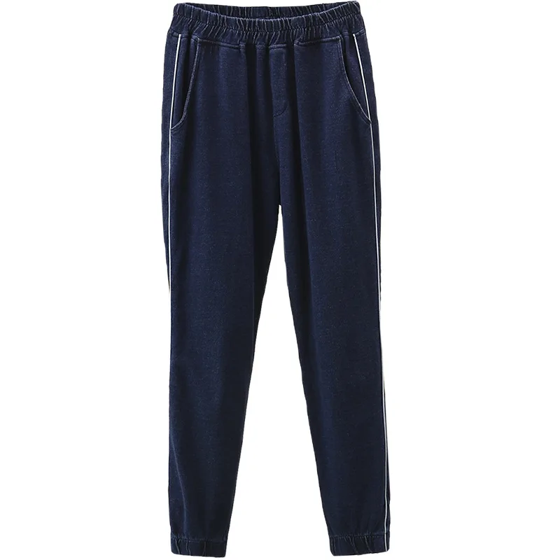 

Plus Size Casual Jeans 2019 Autumn Women Fashion Loose Stretch Knitting denim Ankle-Length Pants H6-6055