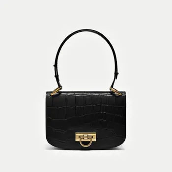 

Crocodile Pattern + Lock Women Bag\Handbag Genuine Leather Lady Shoulder Bags Cowhide Female Crossbody Bag Small Bag Top Quality