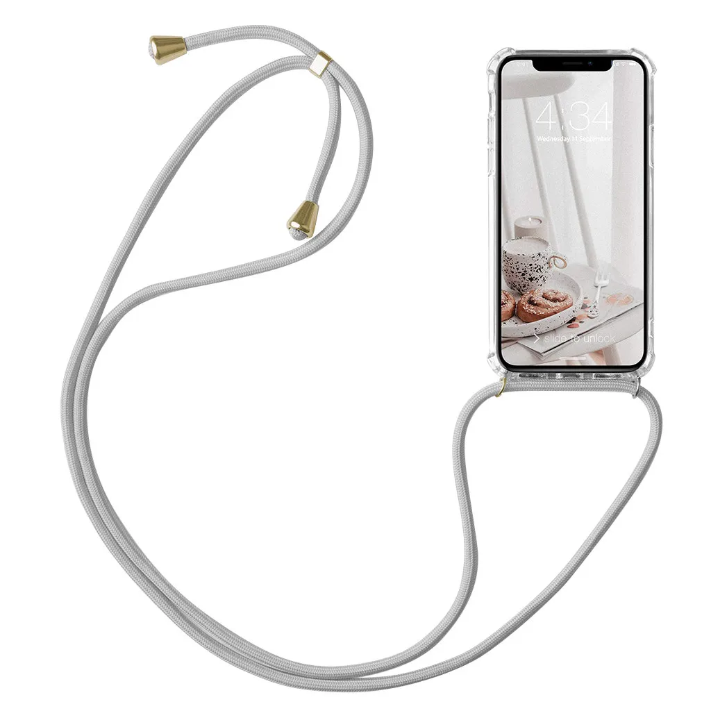 Beautyss чехол для телефона iPhone 7 8 Plus X MAX XR с ремешком прозрачный ТПУ ожерелье-шнурок с кулоном наплечный Шнур