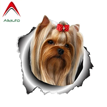 

Aliauto Yorkshire Terrier Sticker Torn Metal Decal Animal Car Stickers Pet Dog Car Styling Sunscreen Cover Scratch,13cm*13cm