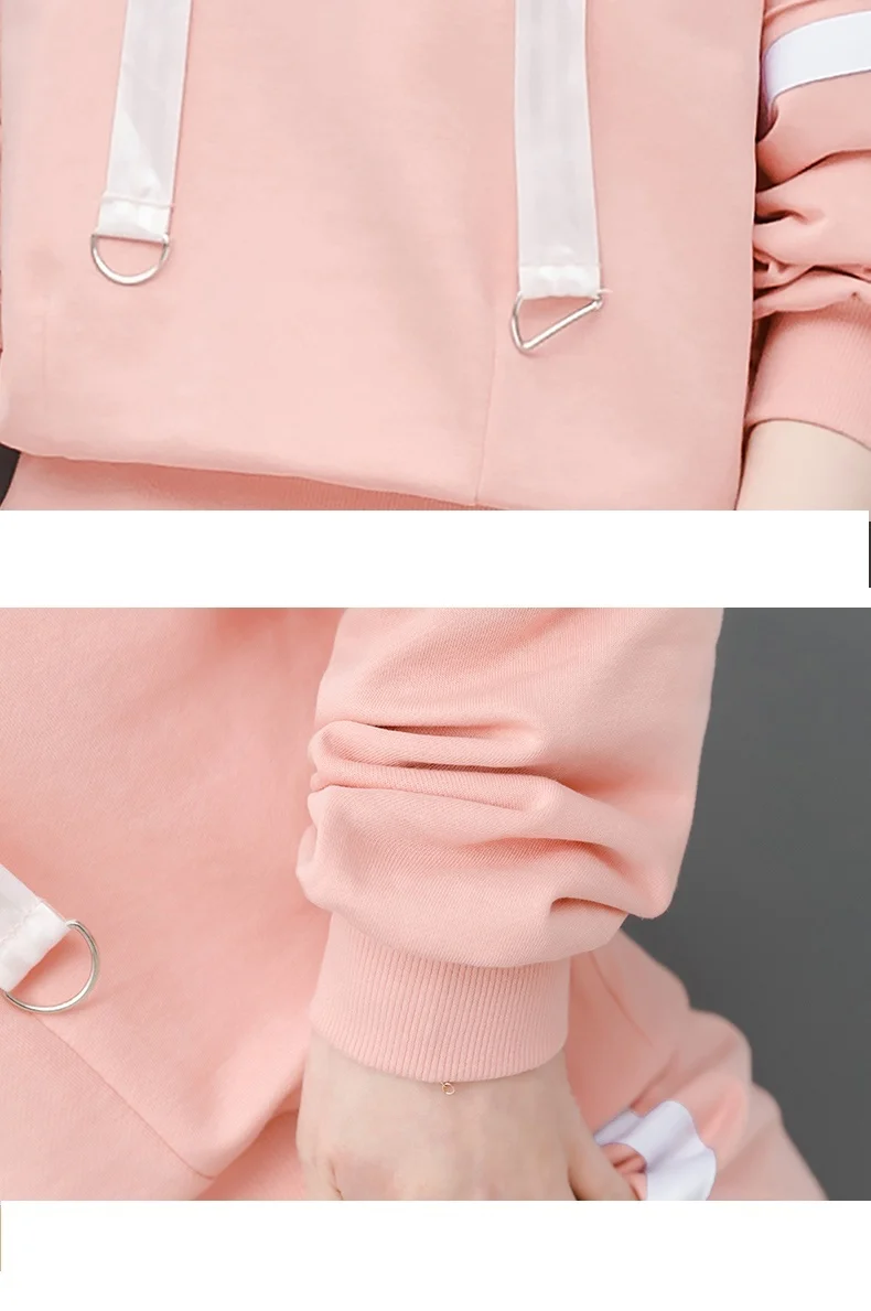 Ceny Dres dla kobiet garnitury stroje 2 częściowy zestaw pasiaste spodnie bluza z kapturem garnitur plus rozmiar duże luźne dopasowanie odzież sportowa