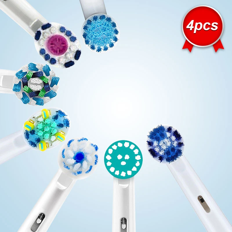 Oral B électrique brosse à dents têtes accessoires de rechange brosse pièces de rechange 4 Pcs/Pack précision propre croix Action 3D blanc chaud