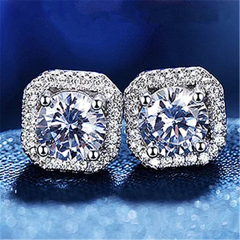 

925 Sterling Silver Zircon Stud Earrings Brincos for women Wedding Boucle D'oreille Femme Bijoux christmas gift bijoux E1104