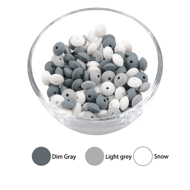 LOFCA 50pcs 12mm Silicone Lentil Beads Baby Teething Beads BPA-Free Food Grade Making Baby Oral Care Pacifier Chain  Accessorise set5