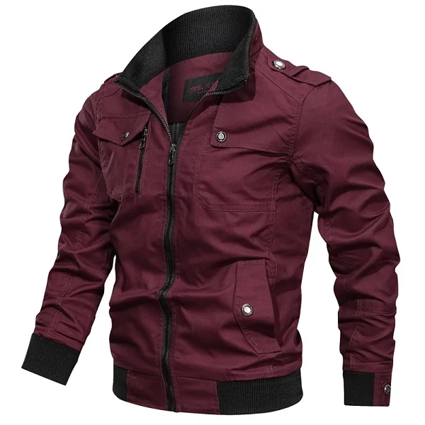 Осенне-Весенняя хлопковая куртка в стиле милитари для мужчин, пальто для солдат MA1, армейские куртки для мужчин, Брендовые куртки-бомберы для пилота, верхняя одежда - Цвет: Бургундия