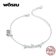 WOSTU Лидер продаж браслет-цепочка из бамбука и панды браслет из натуральной 925 пробы Серебряный браслет для женщин Изготовление ювелирных изделий CTB021