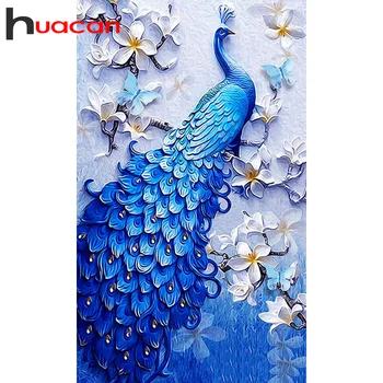 

Huacan DIY Diamond Painting 5D Peacock Full Square/Round Diamonds Embroidery Kits Animal Decorations Home Gift