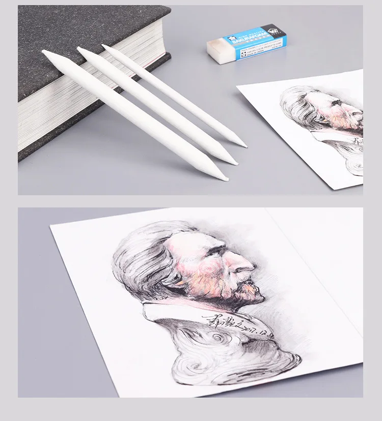 ZHONGSHENG Drawing Sets 3 Mounted Sketch Set Chinese Art Paper Sketch Set Correction Pen Smear Pen Pencil