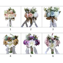 Винтажный деревенский стиль ручной работы Свадебный букет Искусственный Пион Роза романтическая Невеста Подружка невесты с цветами вечерние декор с церковью