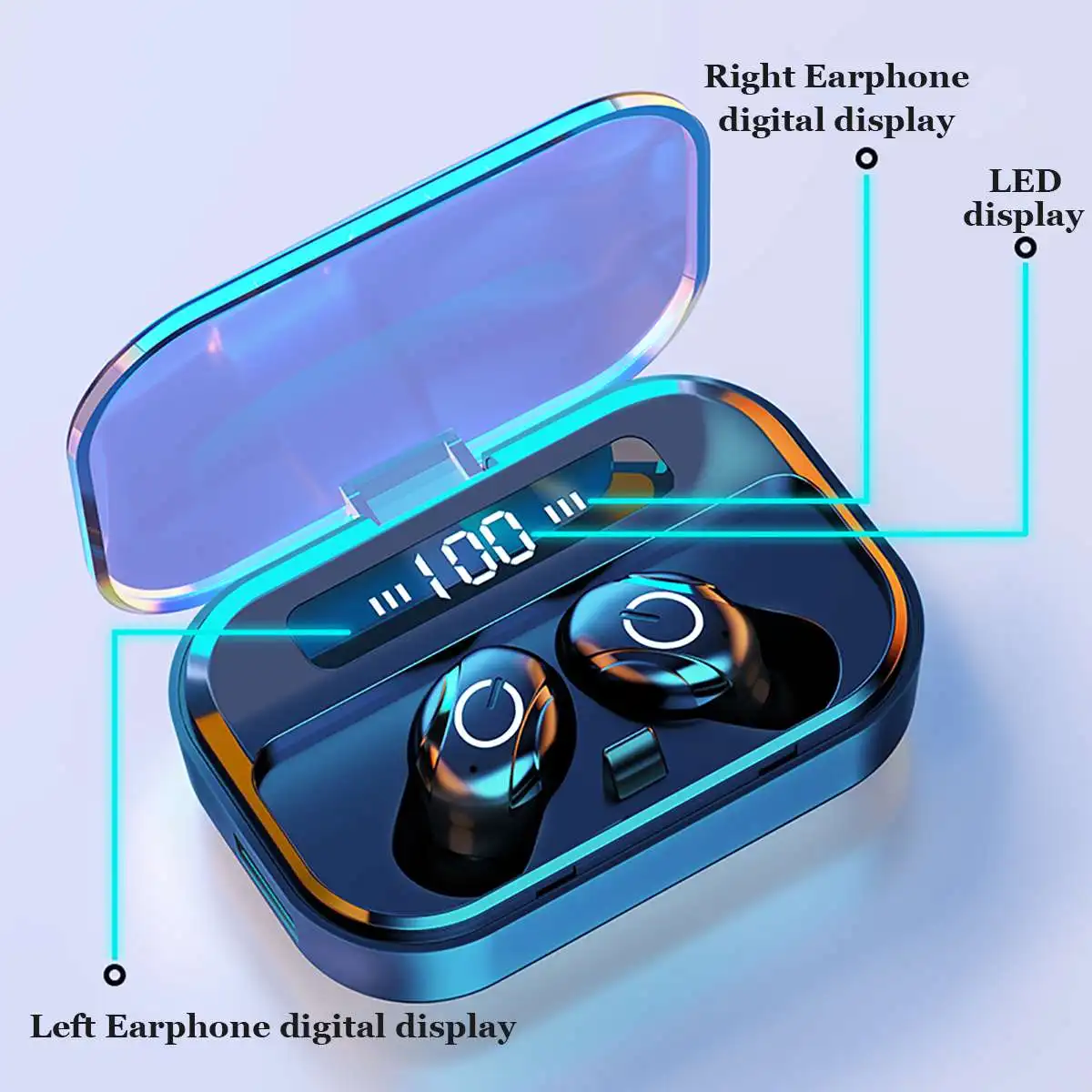 Bluetooth сенсорные наушники Беспроводная стереогарнитура холодный светильник светодиодный дисплей 4000 мАч зарядная коробка шумоподавление IPX7 водонепроницаемый