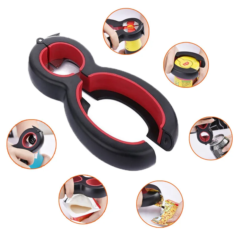 

6 in 1 Outdoor Tools Camping Multi Function Twist Bottle Opener, Jar Gripper Can Wine Beer Lid Twist Off Jar Opener Claw