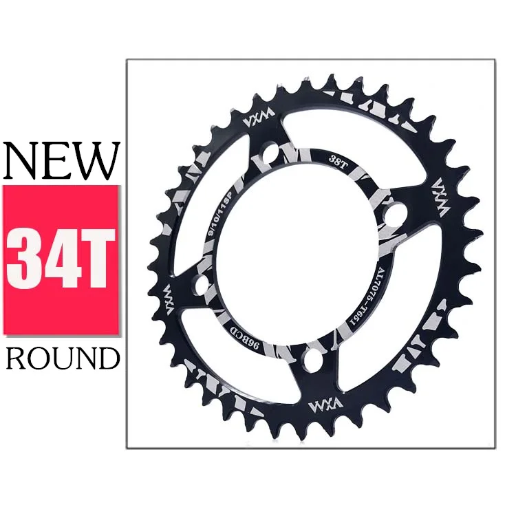 VXM профиль зубцов цепное колесо 96BCD 32 T/34 T/36 T/38 T круглая узкая широкая цепь MTB велосипедная система Запчасти для велосипедов - Цвет: 34T Black