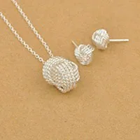

Nickle antiallergic Top Quality Woman Girl Jewelry Genuine 925 Sterling Silver Flower Stud Earring Pendant Necklace Sets