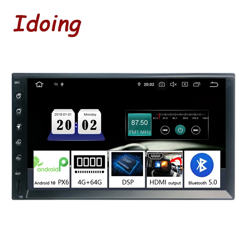 

Idoing 2Din 7"PX6 4G+64G Car GPS Radio Player Android IPS screen Navigation Multimedia Bluetooth5.0 TDA7850 Head Unit Universal