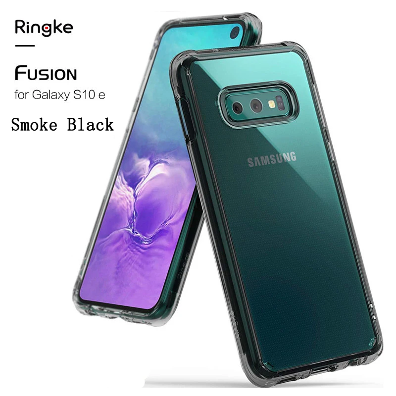 Силиконовый чехол Ringke Fusion для Galaxy S10e, гибкий ТПУ и прозрачный жесткий Гибридный чехол - Цвет: Smoke Black S10e
