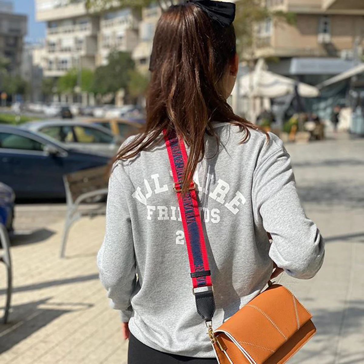 Letter Print Button Gray Hoodie Women Clothes