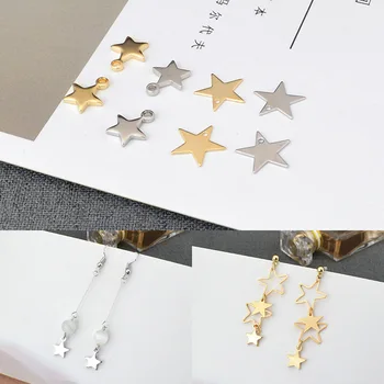 

DIY Ornament Five-pointed Star Fine Copper Pendant Korean-style Earrings Ear Stud Ear Stud Material Bracelets Necklace Accessori