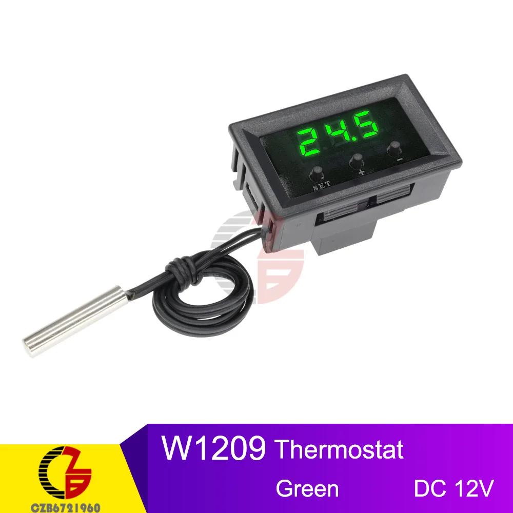 W1209 Green 12 В 24 в 110 В 220 В цифровой термостат регулятор температуры Регулятор терморегулятор инкубатор подпольный Датчик нагрева метр - Цвет: W1209 Green