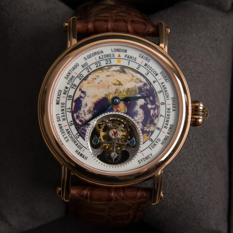 Tourbillon часы для мужчин Seagull механический механизм Роскошный топ бренд 3D Earth Dial