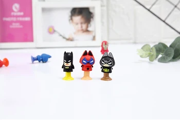 

12pcs/lot Movie Action Figures Cat spider Bat and Men of Iron Mini Sucker Cup Funny Creative Toy Kids Pencil Topper Decor