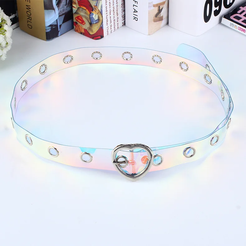 

2020 Fashion Transparent Women Belt Waistband Clear Waist Belt Metal Pin Buckle Laser Waist Belts for Women Belt