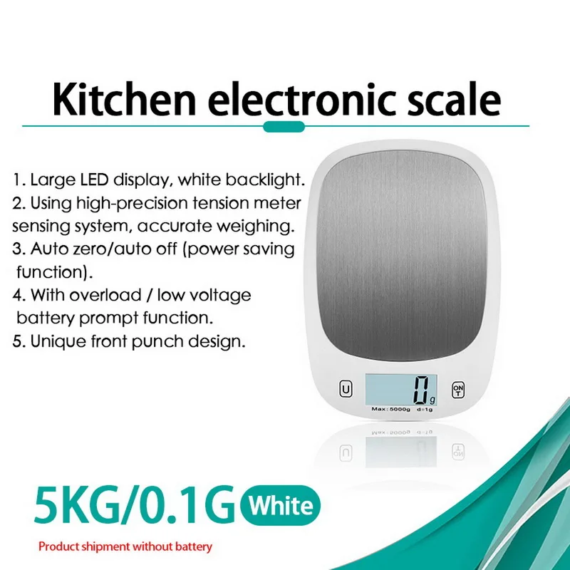 Новинка 1 шт. цифровой Кухня весы 5 кг 0,1 г электронные весы для взвешивания пищевых продуктов цифров измеряя грамм точные для Кухня Baeking - Цвет: white