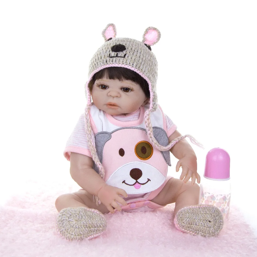 

Keiumi 48cm Realistic Reborn Boneca Full Body Silicone Vinyl Reborn Dolls Babies with Hat For Children Birthday Gifts