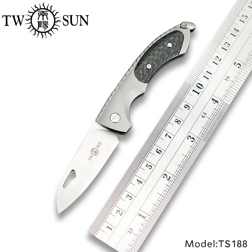Twosun Micro MINI SLIP JOINT S90V folding Pocket Knife camping knife hunting knives outdoor survival tool EDC TC4 Titanium TS188