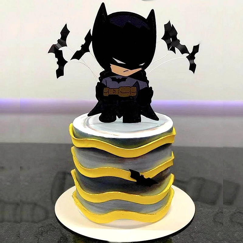 Черная летучая мышь мультфильм Аниме Бэтмен маска кекс Cupcake Мальчики Дети День рождения Хэллоуин события торт украшения сувениры вечерние поставки