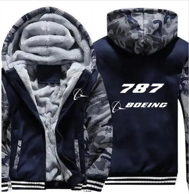 

Men's Fall Winter Pilot BOEING Hoodie Jacket 878 747 Airbus Hoodie Sports Zipper Thicken Camouflage Jacket (can be customized)