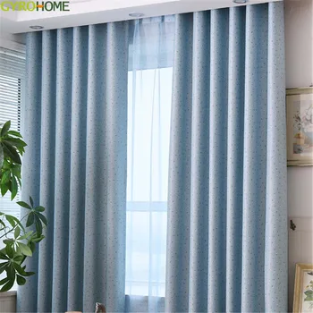 

2 Colors Available Blue and Purple Printed Small Flowers Blakcout Curtains For Living Room