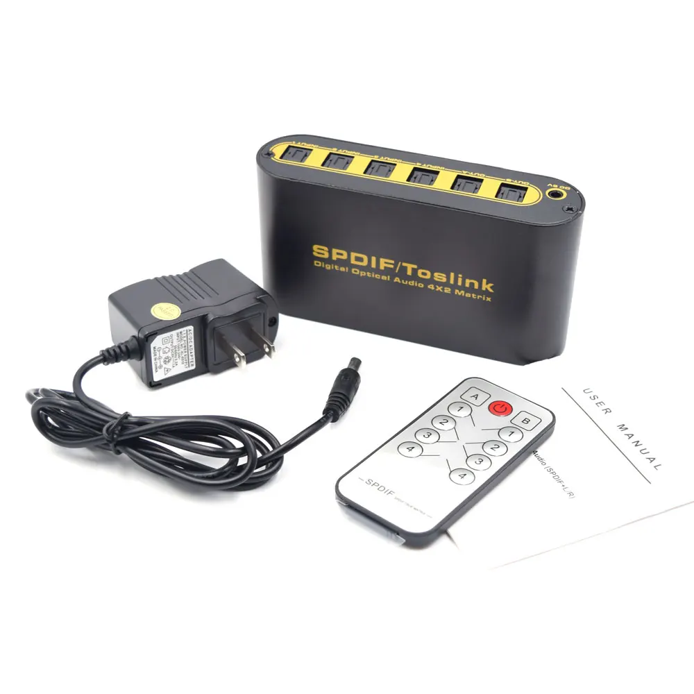  Robotsky SPDIF TOSLINK Digital Optical Audio True Matrix 4x2 Switcher Switch Splitter 4 In 2 Out Vi