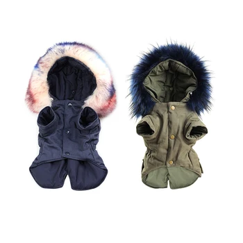 

Army Green Winter Warm Big Dog Windproof Parka Fur Lined Pet Clothes Hoodie Fleece Retriever Cotton Padded Jacket Coat Clothing