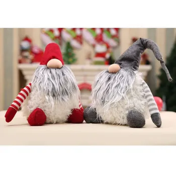 

Swedish Christmas Santa Claus Tomte Standing Long Hat Gnome Plush Doll Handmade Home Decor Collectible Dolls Desktop Ornaments
