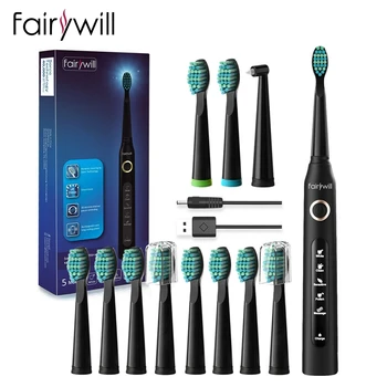 

Fairywill Electric Sonic Toothbrush USB Charge FW-507 Rechargeable Waterproof Electronic Tooth Brushes Replacement Heads Adult