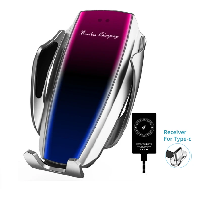 10 Вт беспроводное автомобильное зарядное устройство с автоматическим зажимом для iPhone XS XR X Быстрая зарядка держатель для телефона крепление для samsung S9 Автомобильный держатель для телефона - Тип штекера: Silver Dazzling TC