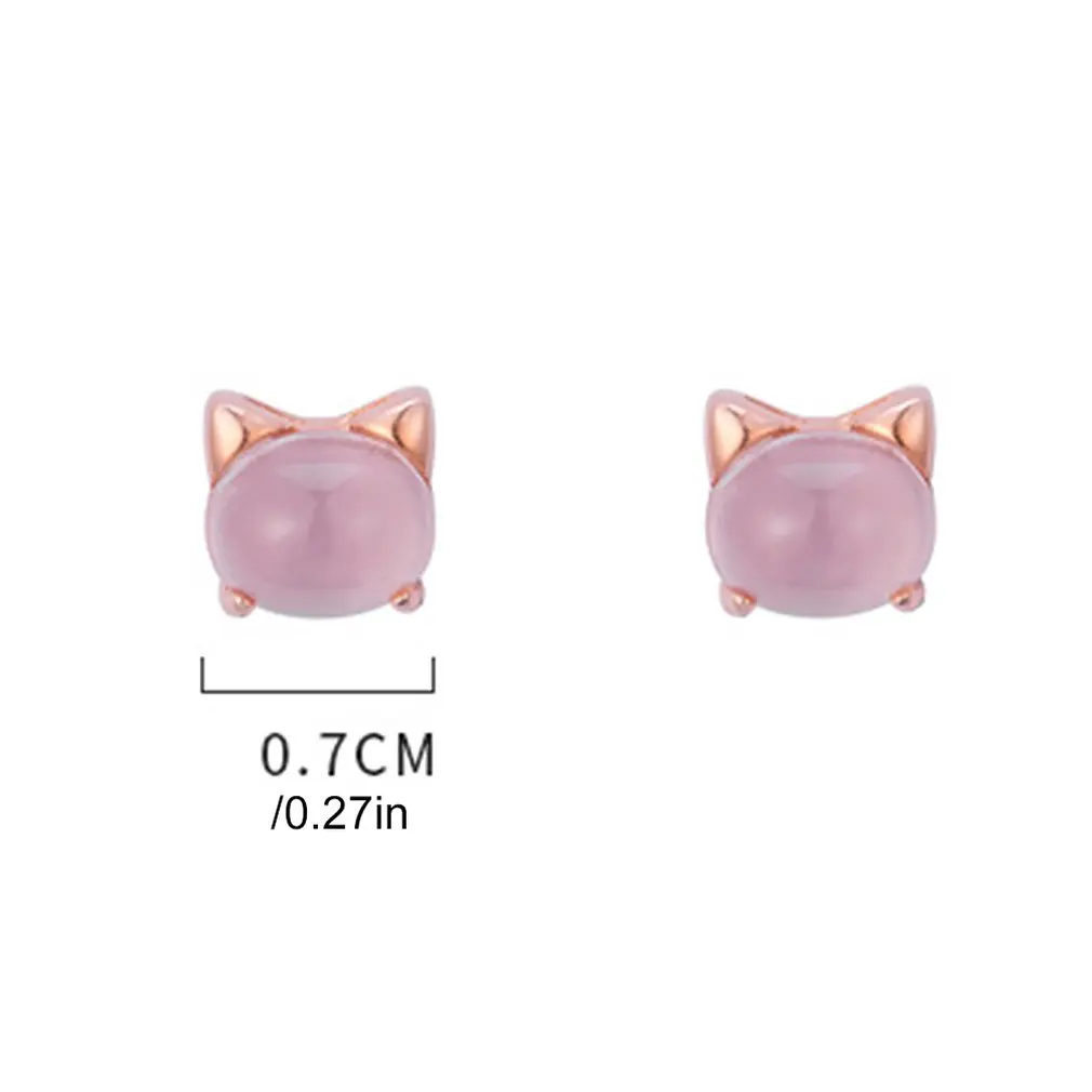 Pink Crystal Cute Cat Earrings Creative Hypoallergenic Earrings Jewelry Birthday Gift For Women